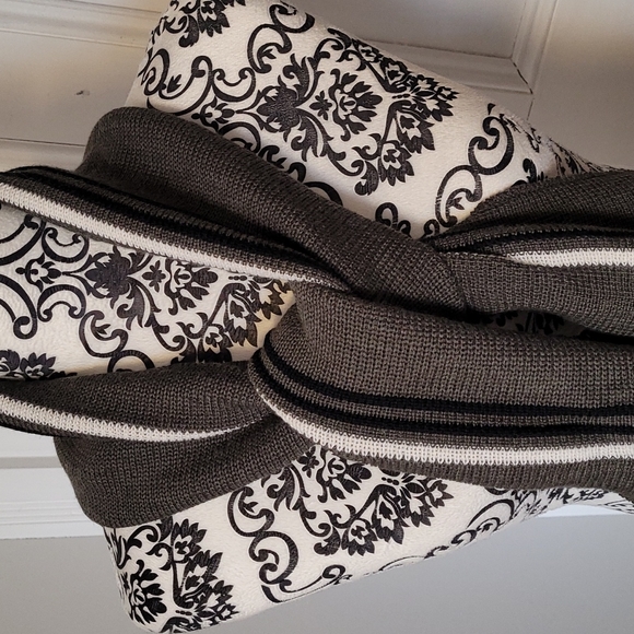 Eddie Bauer merino wool blend ski scarf grey black and white Unisex - Picture 2 of 9